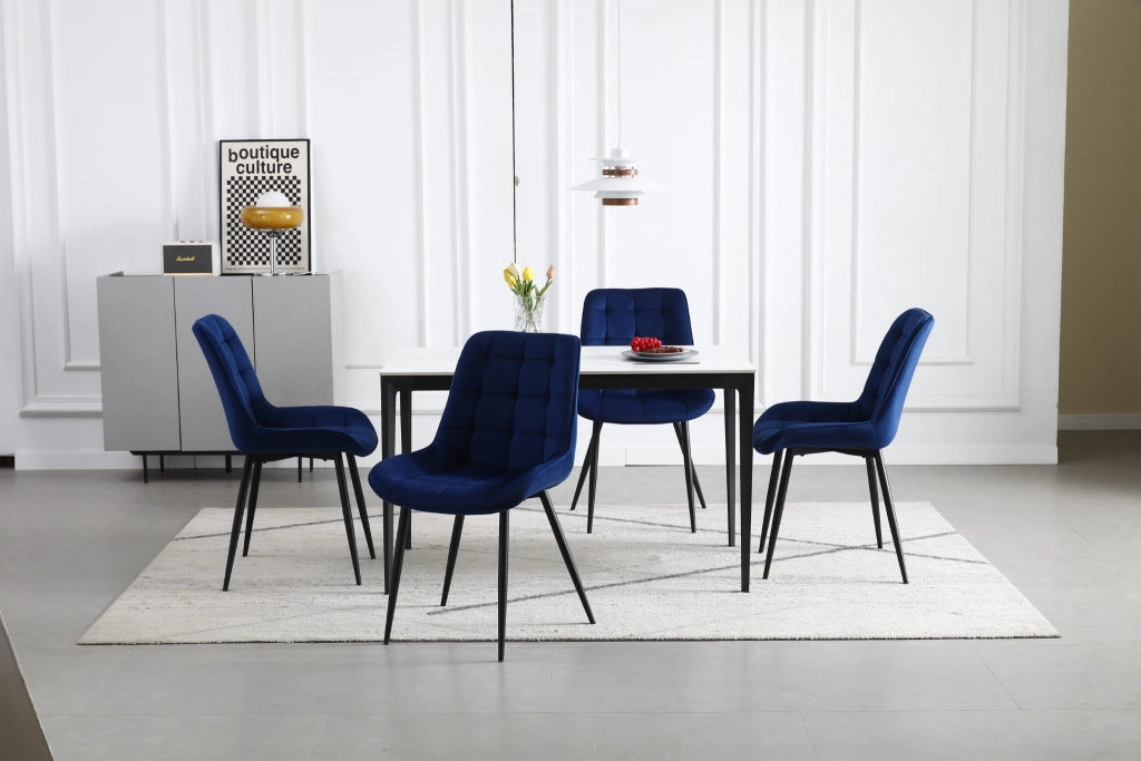 Sedia VALORA BERA - Velluto blu navy con gambe nere