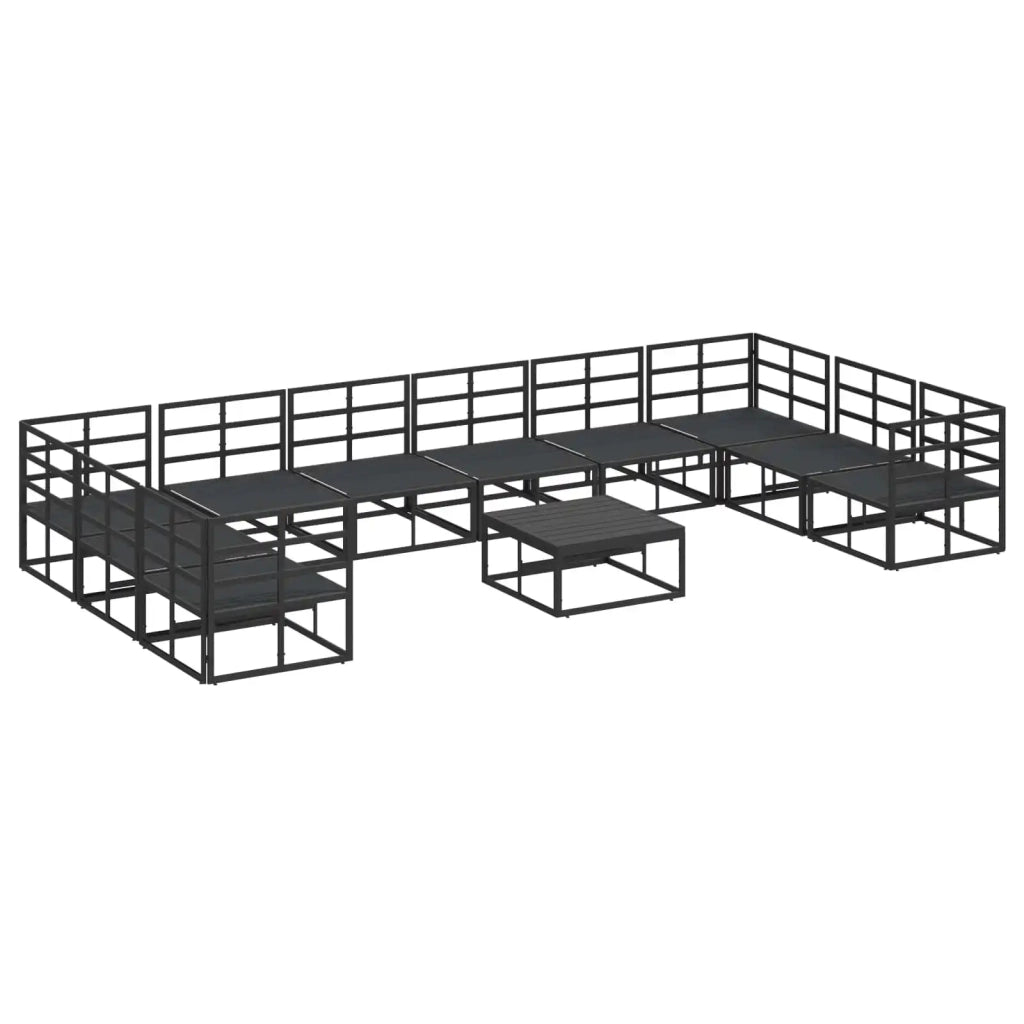 Set Divano da Giardino con cuscino 11 pcs Nero Alluminio 3378907