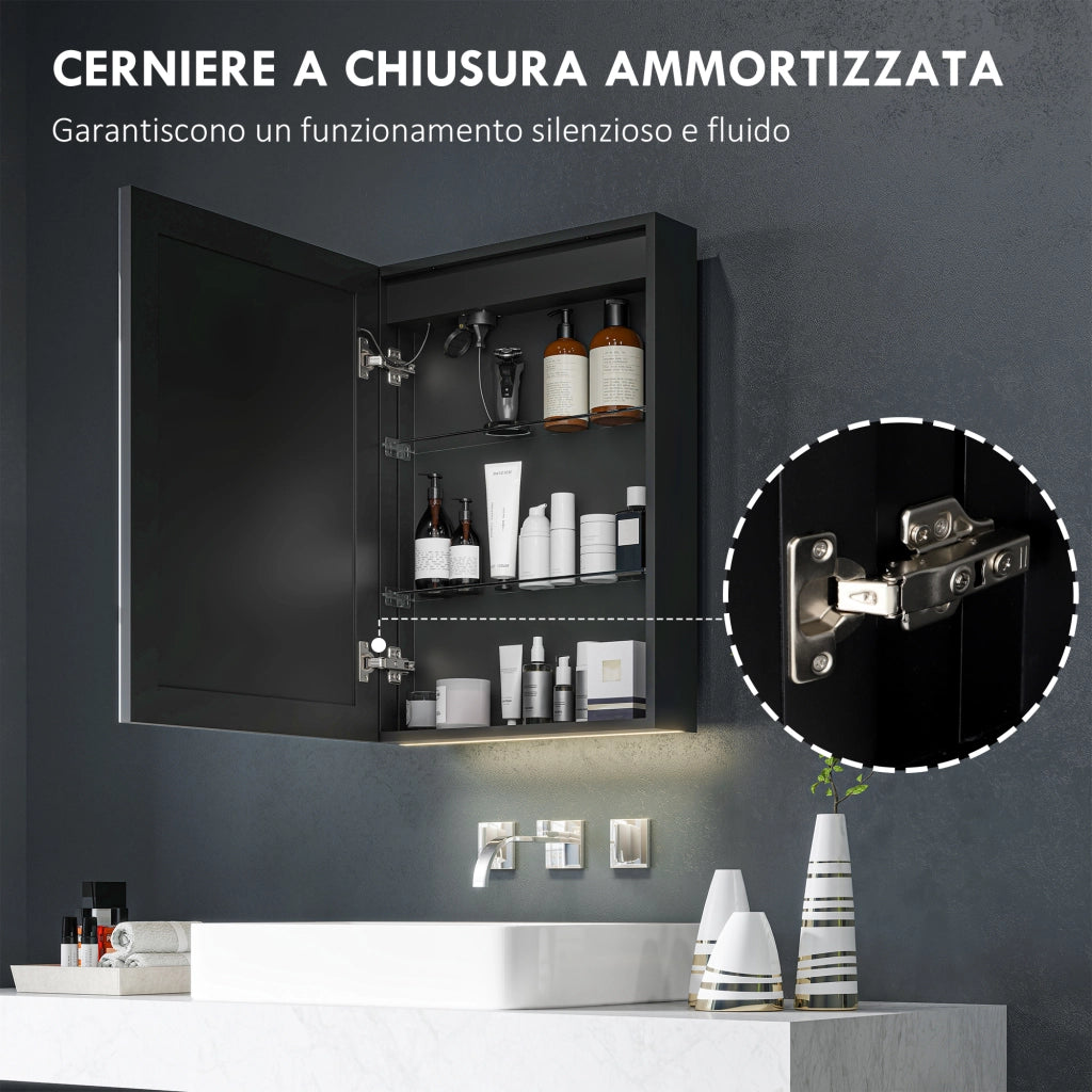 Armadietto Bagno con Specchio e Luci LED ¨C Minimal ¨C Nero