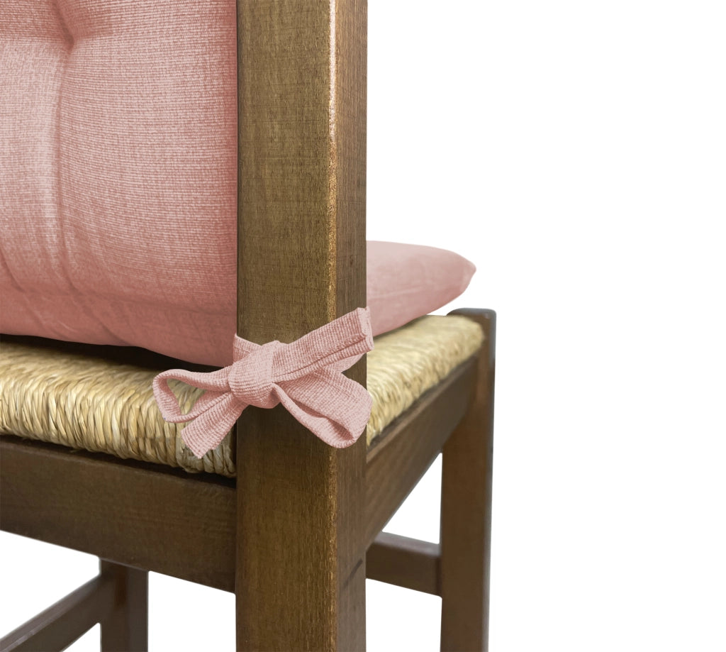 Set Cuscini Sedia Con Schienale Imbottiti Con Laccetti Banda Elastica 40 x 80 Cm Cipria - 6 Pezzi