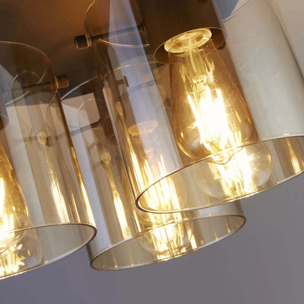 Svezia 3LT Flush - Metallo moka e vetro ambrato