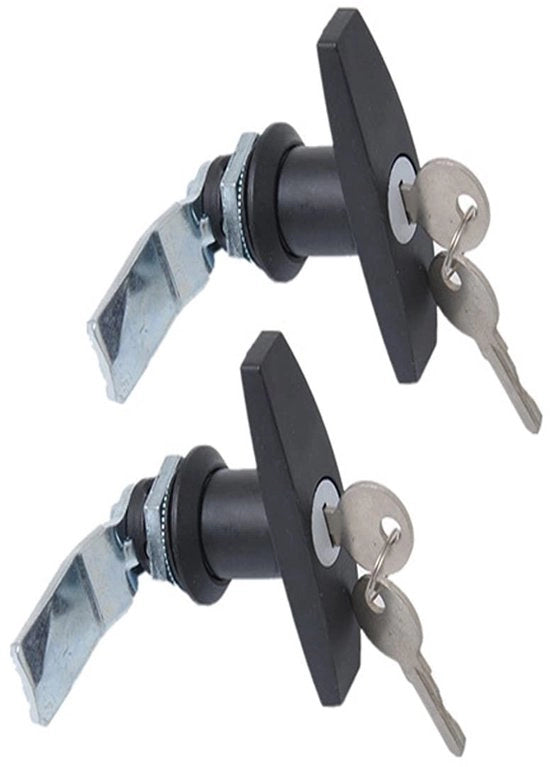 Kit di maniglioni per porta 2 pezzi - Slot per porta con chiave - Slot per porta per camion - Slot per porta per camper - Slot per porta per rimorchio - Nero