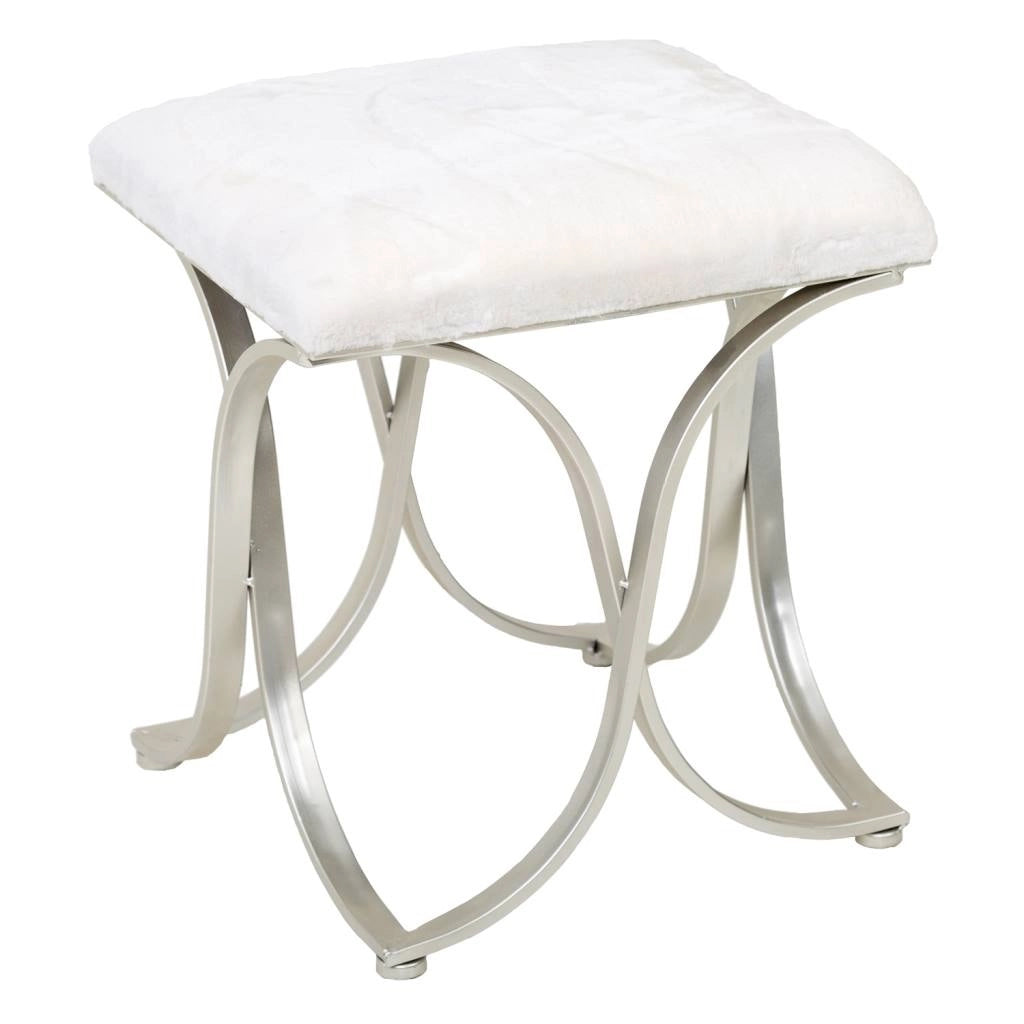 Sgabello imbottita in metallo argento 41x41x47h