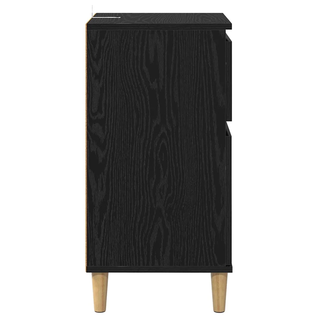 Set di 2 Comodini | Armadio da Notte | Mobiletto da notte con cassetto Rovere Nero 40 x 35 x 70 cm