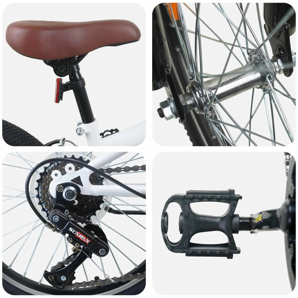 Mountain Bike 20 Pollici 6-Velocit¨¤ per 5-8 anni Bianco