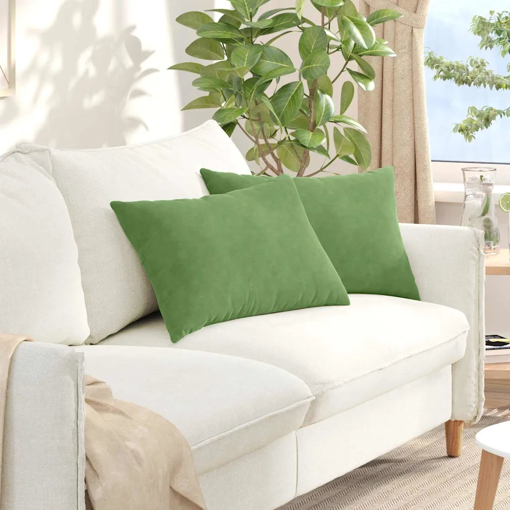 Cuscini da Divano 2 pz | Cuscini per sedie Verde chiaro 60 x 40 cm