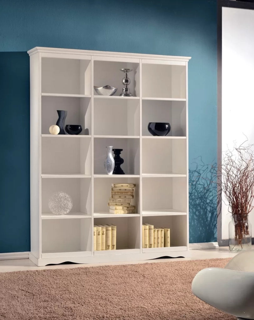 Libreria a giorno classica legno bianco 156x38x205 - Mobili 2G