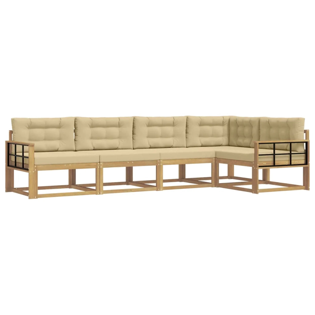 Set di divani da esterno 4 pz Bianco e Beige Poliestere 3386457