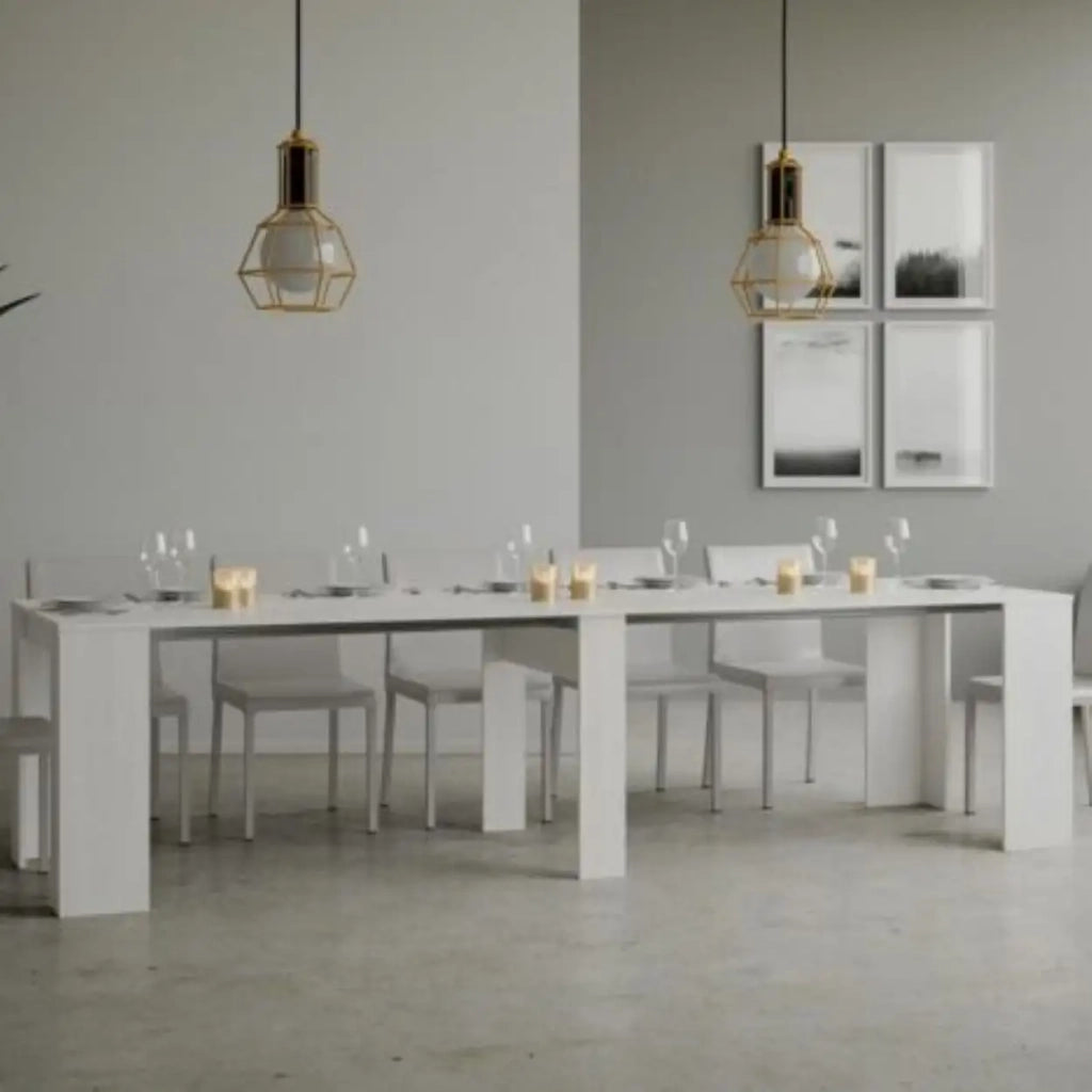 Consolle allungabile 90x48/308 cm Basic bianco frassino