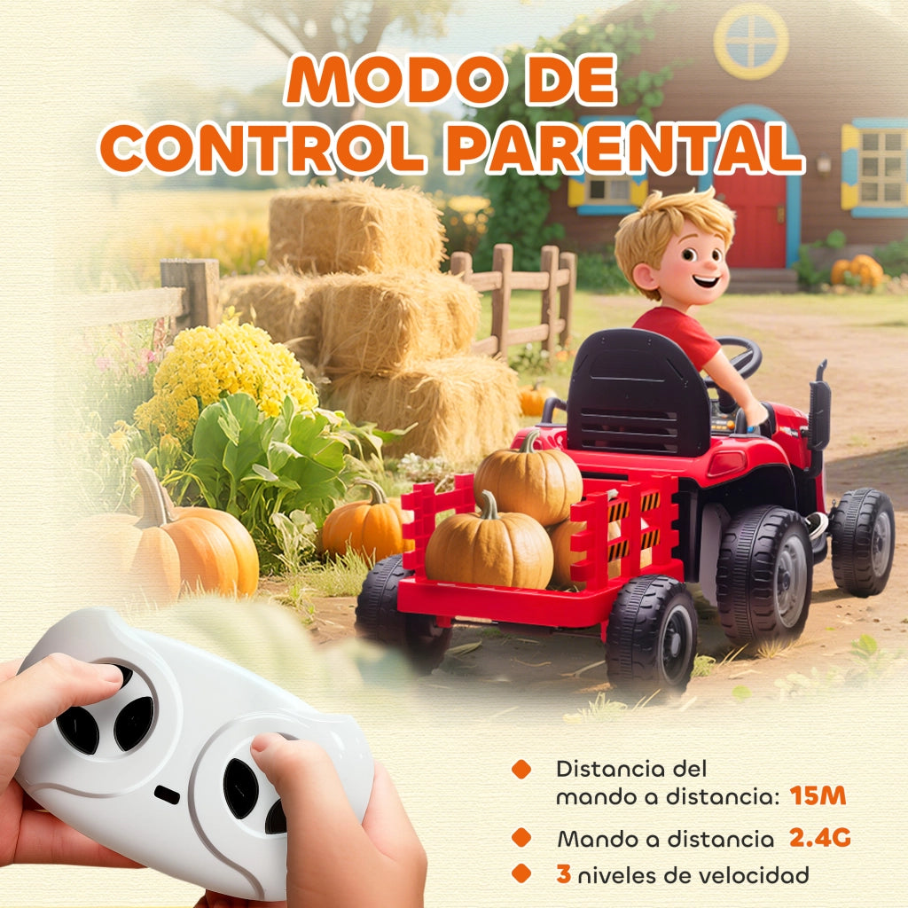 Trattore Elettrico per Bambini ¨C zephmum ¨C Rosso, 12V