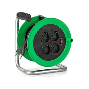 FANTON 146106 Zeus Avvolgicavo Elettrico 4 Prese Bipasso 15 m con Interruttore di Sovraccarico colore Verde