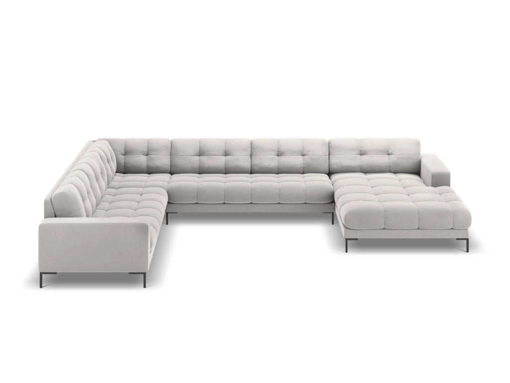 Cosmopolitan Design - Divano panoramico sinistro "Bali" 7 posti in velluto argento 