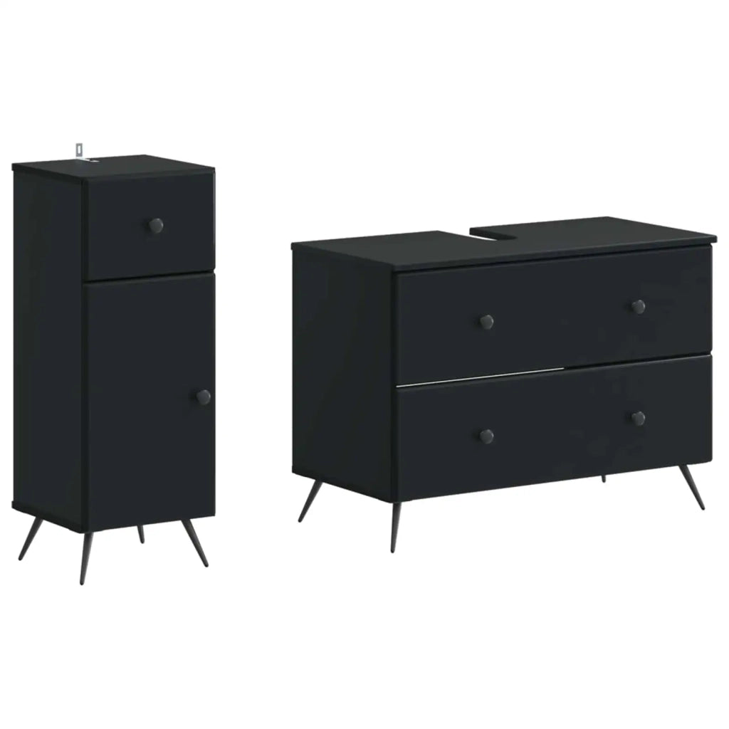 Set di Armadi da Bagno da 2 Pezzi BREDA Nero 3417721