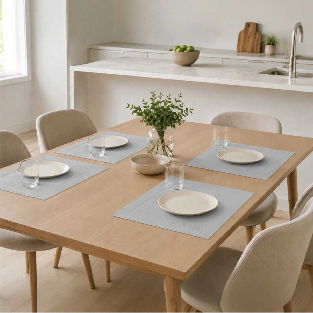 Set 4 Tovagliette Americane 45x30 cm in PVC Intrecciato, Lavabili e Riutilizzabili, Sottopiatto Rettangolare per Tavola Cucina e Sala da Pranzo  Grigio