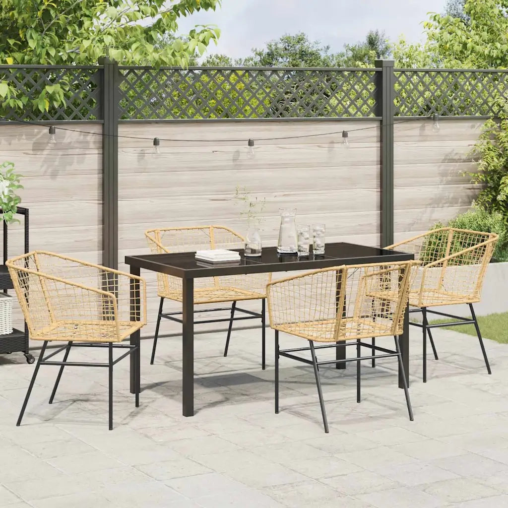 Set da Pranzo per Giardino 5 pcs Marrone polyrattan