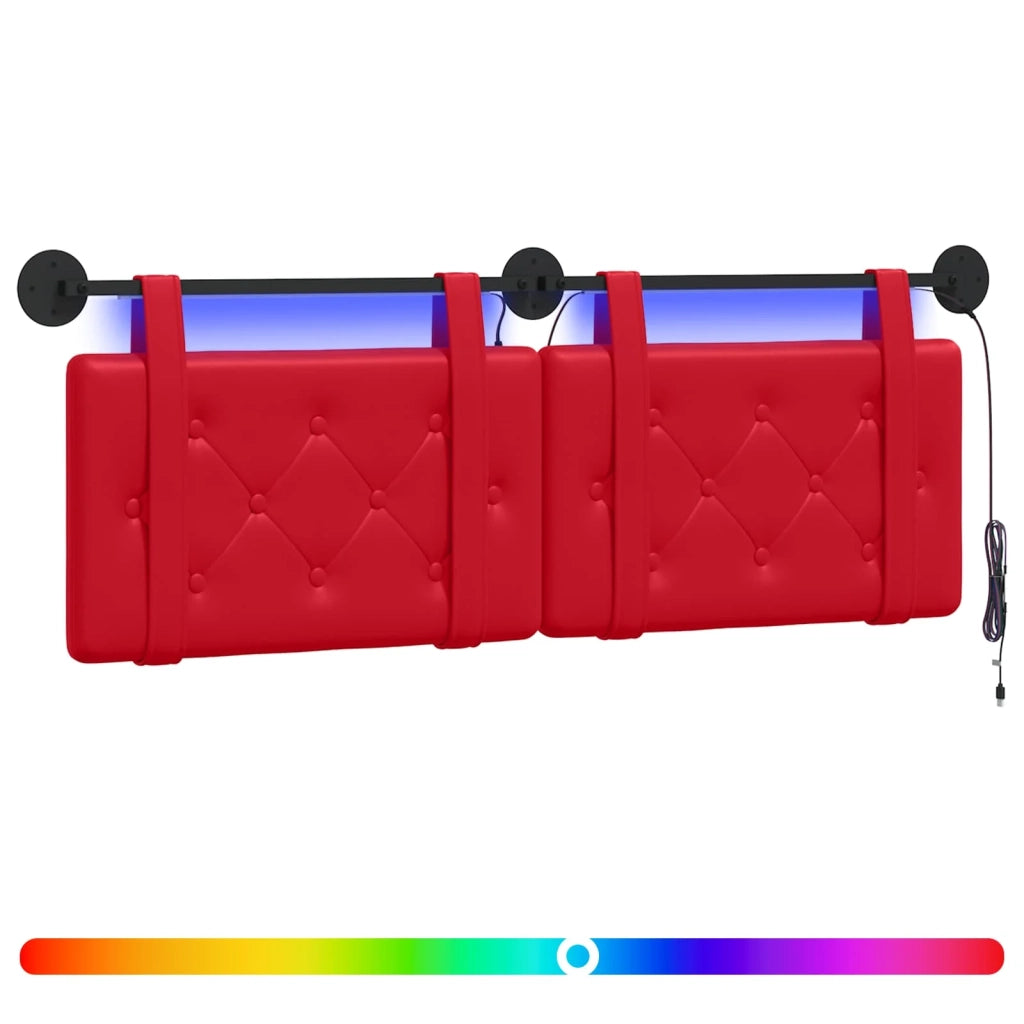 Testiera sospesa Con luce LED Rosso Similpelle 3424156