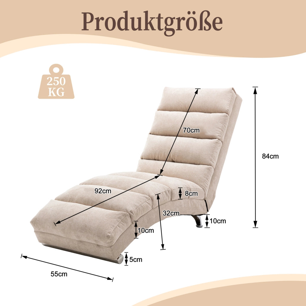 POLTRONA Massaggiante con vibrazione 55x148x84 cm Lino Beige