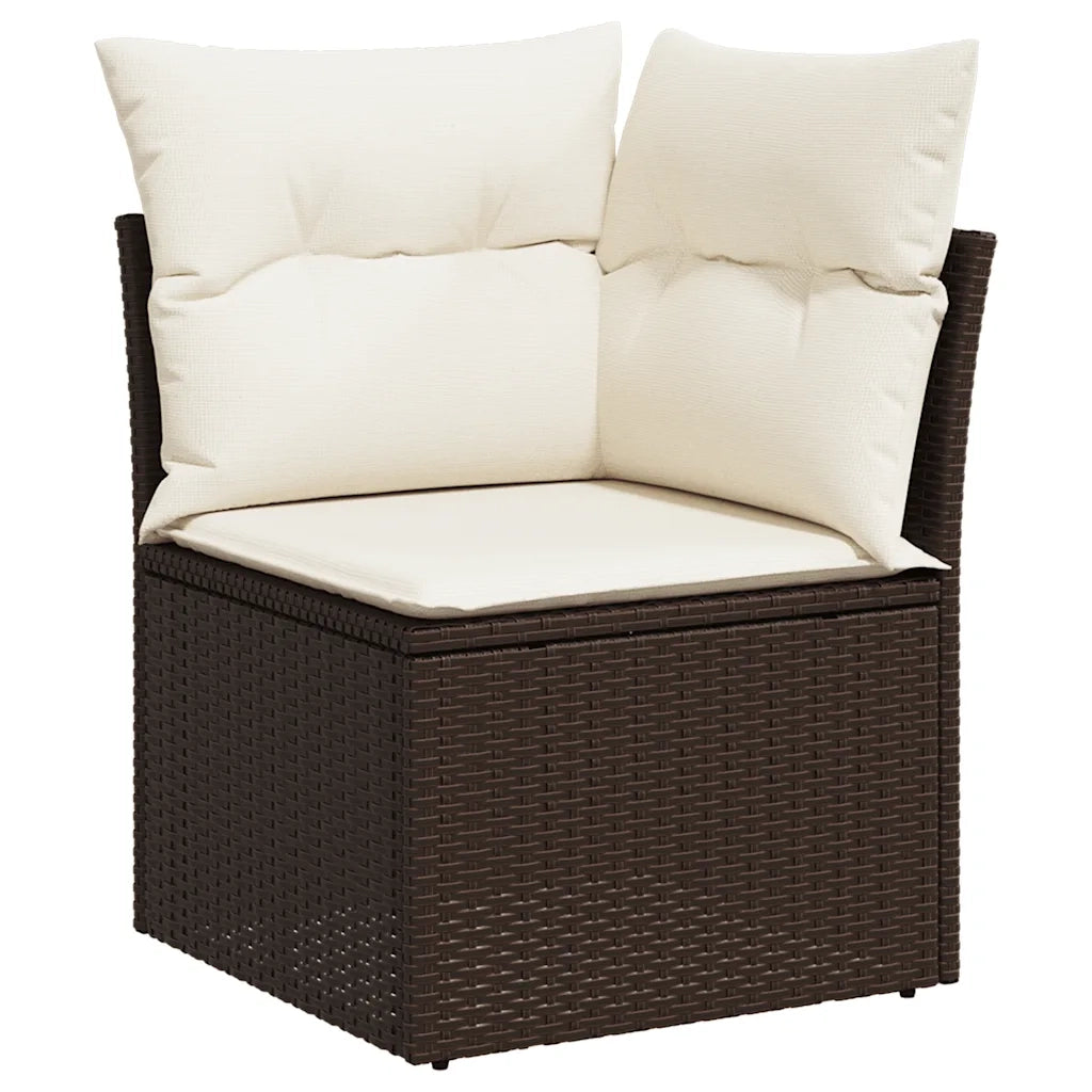 Set Divani da Giardino 11 pz con Cuscini Polyrattan Marrone 3268803