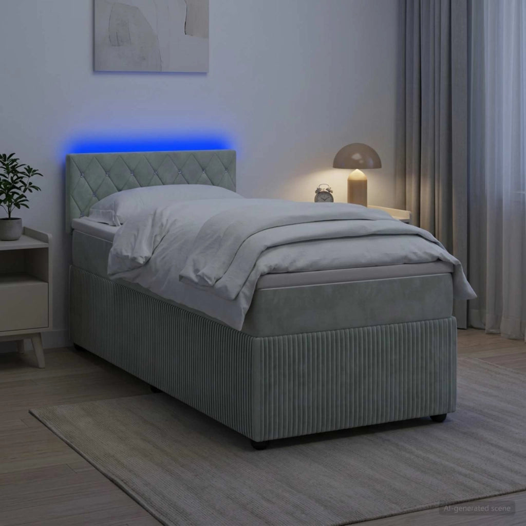 Letto box spring con materasso Grigio Chiaro 80 x 200 cm 3453023