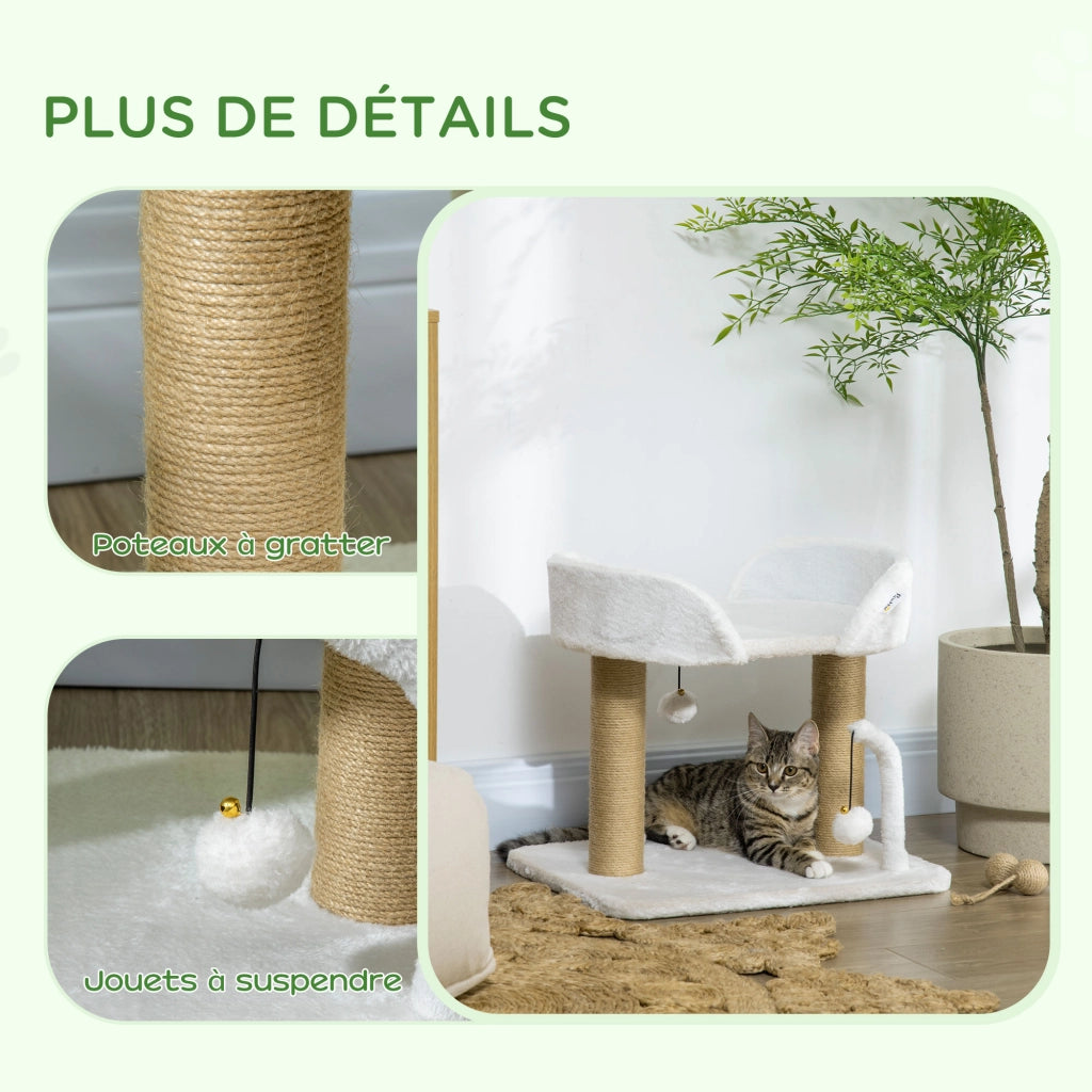 Arbre ¨¤ Chat con Piattaforma e Pompon ¨C Zephmum ¨C Beige 48x38x42 cm