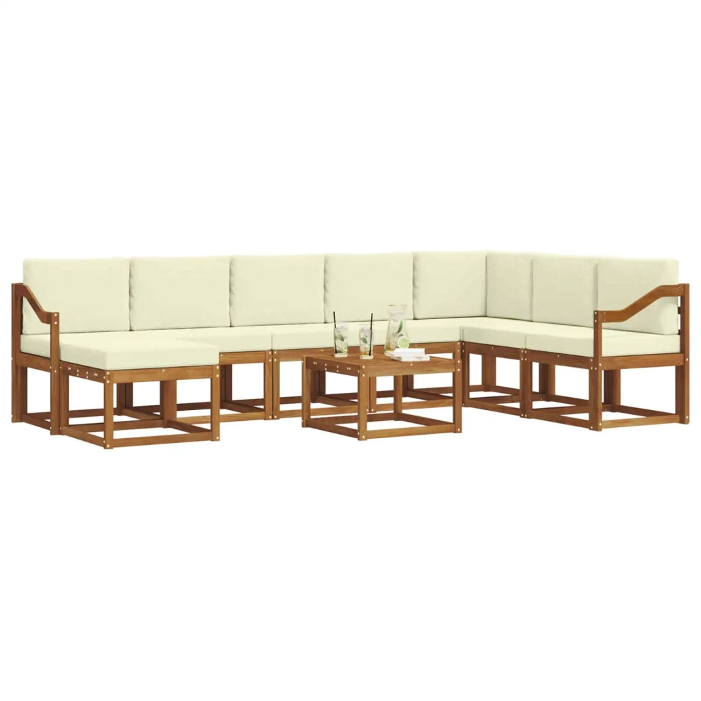 Set di divani da esterno con cuscino 9 pcs Naturale e Crema 3366863
