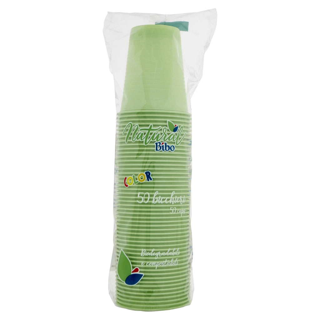 MAURY'S BIOPLASTIC BICCHIERI 200ML 50 PEZZI IN COLORAZIONE VERDE