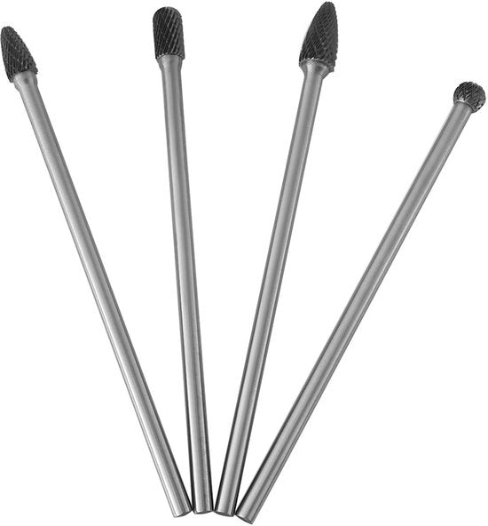 Set di file a carburo di tungsteno rotativo - 4 pezzi - Adatto per lavorazione metallica - 6mm di diametro - Alta precisione - Duraturo - Professionale