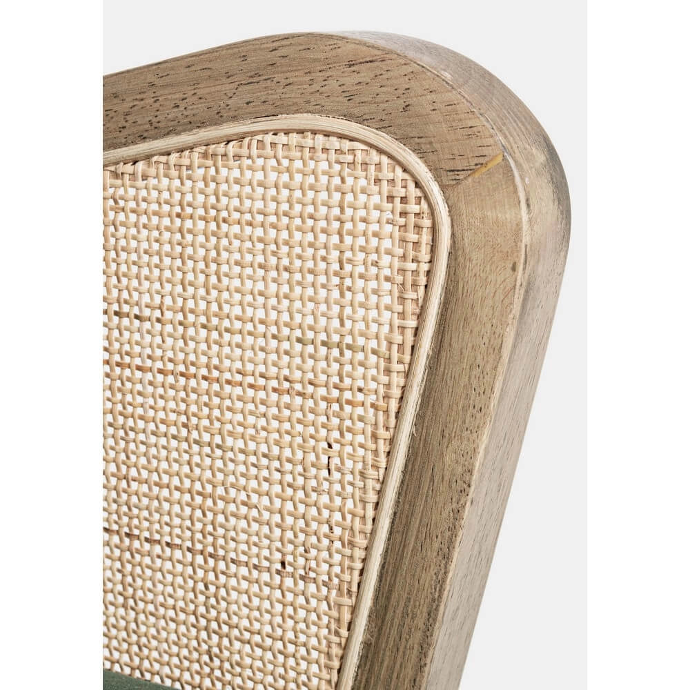 Poltrona Imbottita con Braccioli in Legno e Rattan - FLORENCE