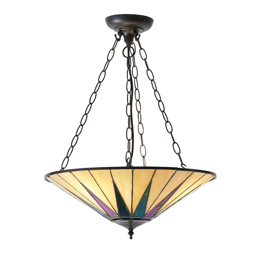 Lampada a sospensione Tiffany Dark Star vetro 3xE27