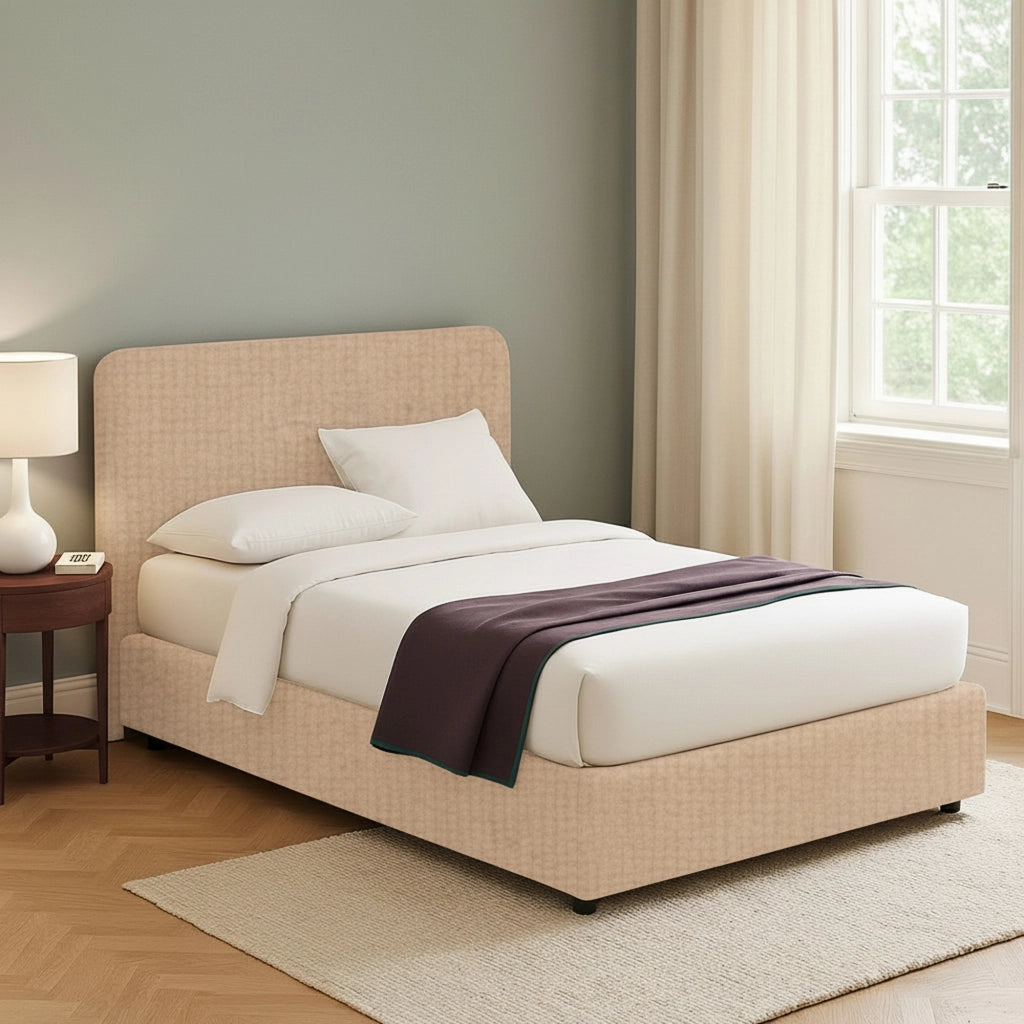 Poole, Letto Piazza e Mezza Sfoderabile Made in Italy, Beige