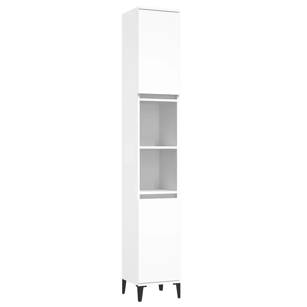 Set Mobili da Bagno | Armadio da bagno 3 pz Bianco in Legno Multistrato