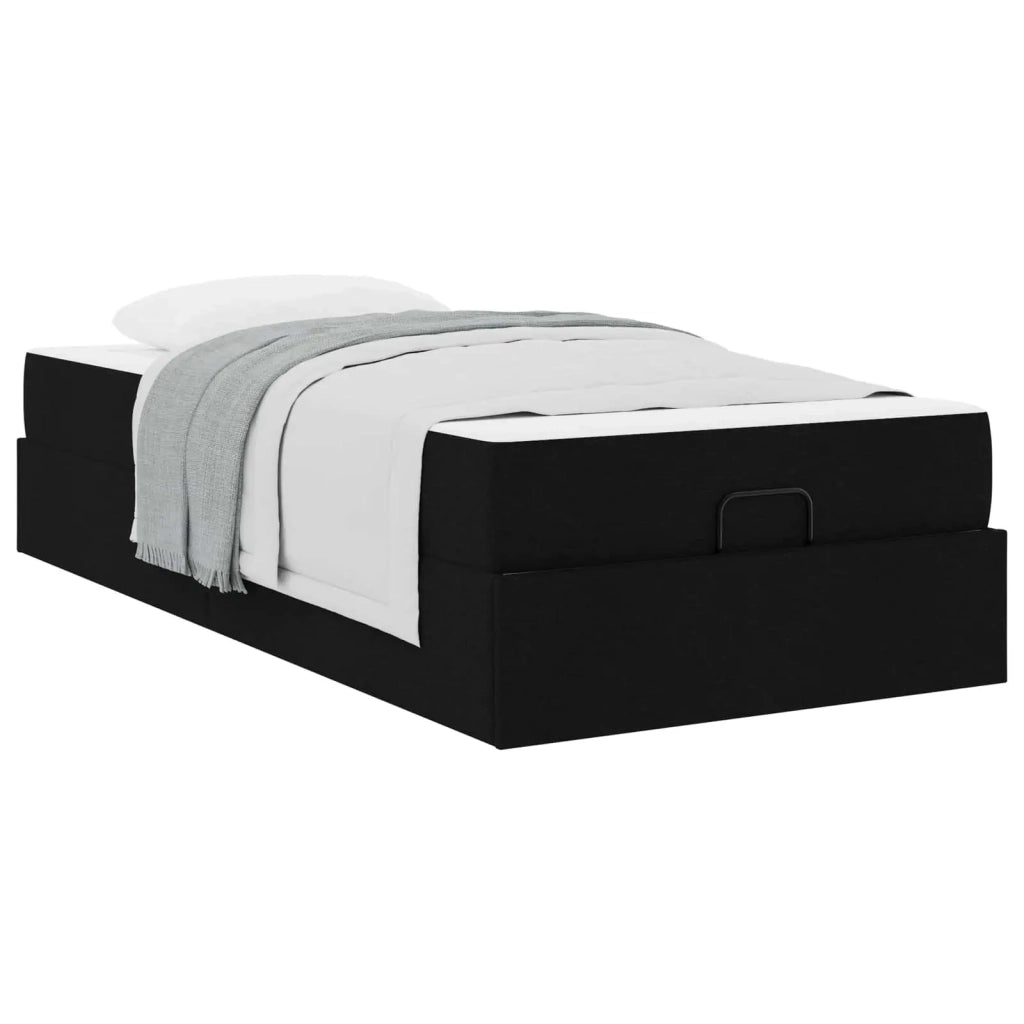 Struttura letto con materasso 2 pcs-Giroletto Nero Tessuto 204828
