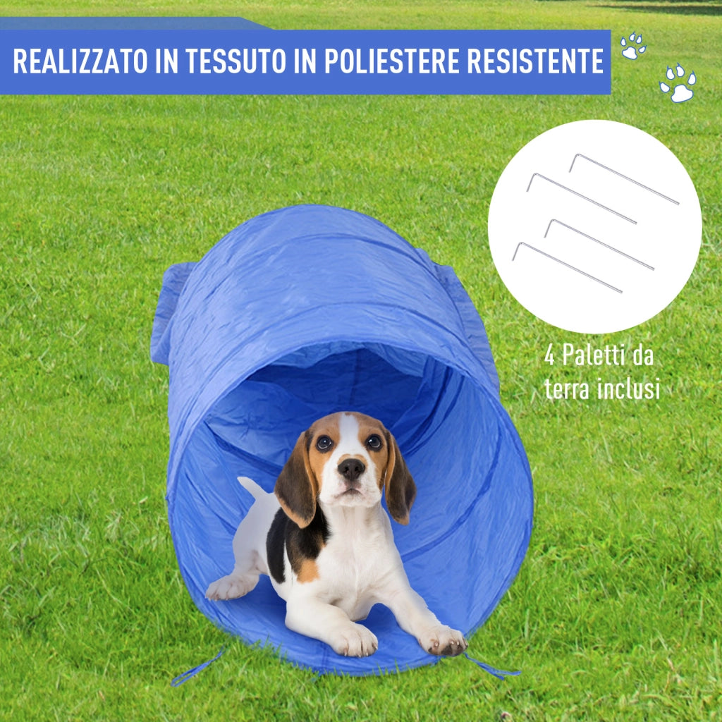 Set Agility per Cani con Tunnel, Slalom e Ostacoli ¨C Minimal ¨C Giallo e Blu
