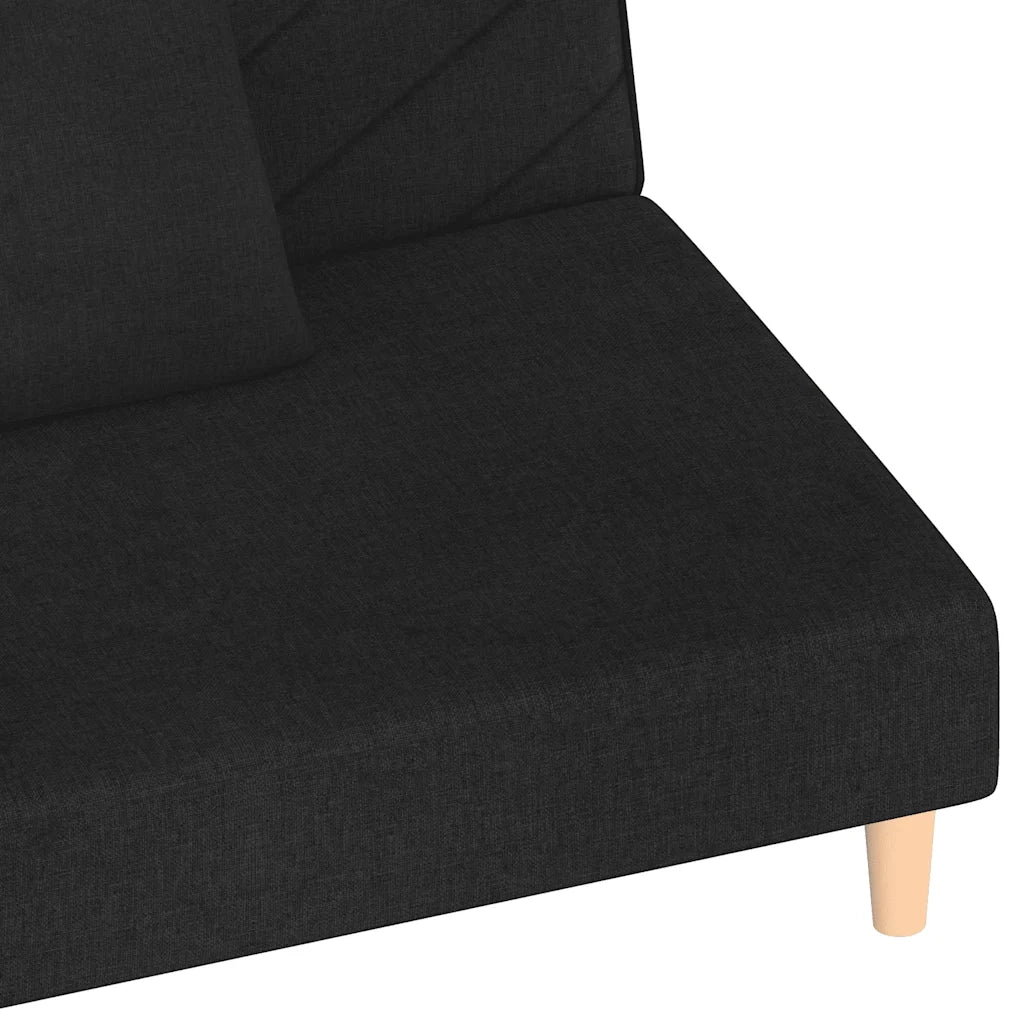 Divano letto | Sof¨¤ letto | Letto singolo a 2 Posti con 2 Cuscini Nero in Tessuto