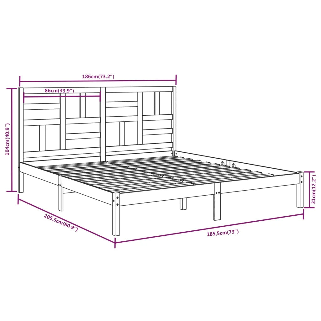 Giroletto-Struttura Letto Bianco in Legno Massello 180x200 cm Super King 347507