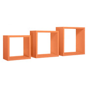 Set di 3 Mensole da Muro, Cubi Arredo, Mensole Cubo, Cubi da Parete, Arancione, 35x35, 30x30 e 25x25 p15,5 cm - Incubo
