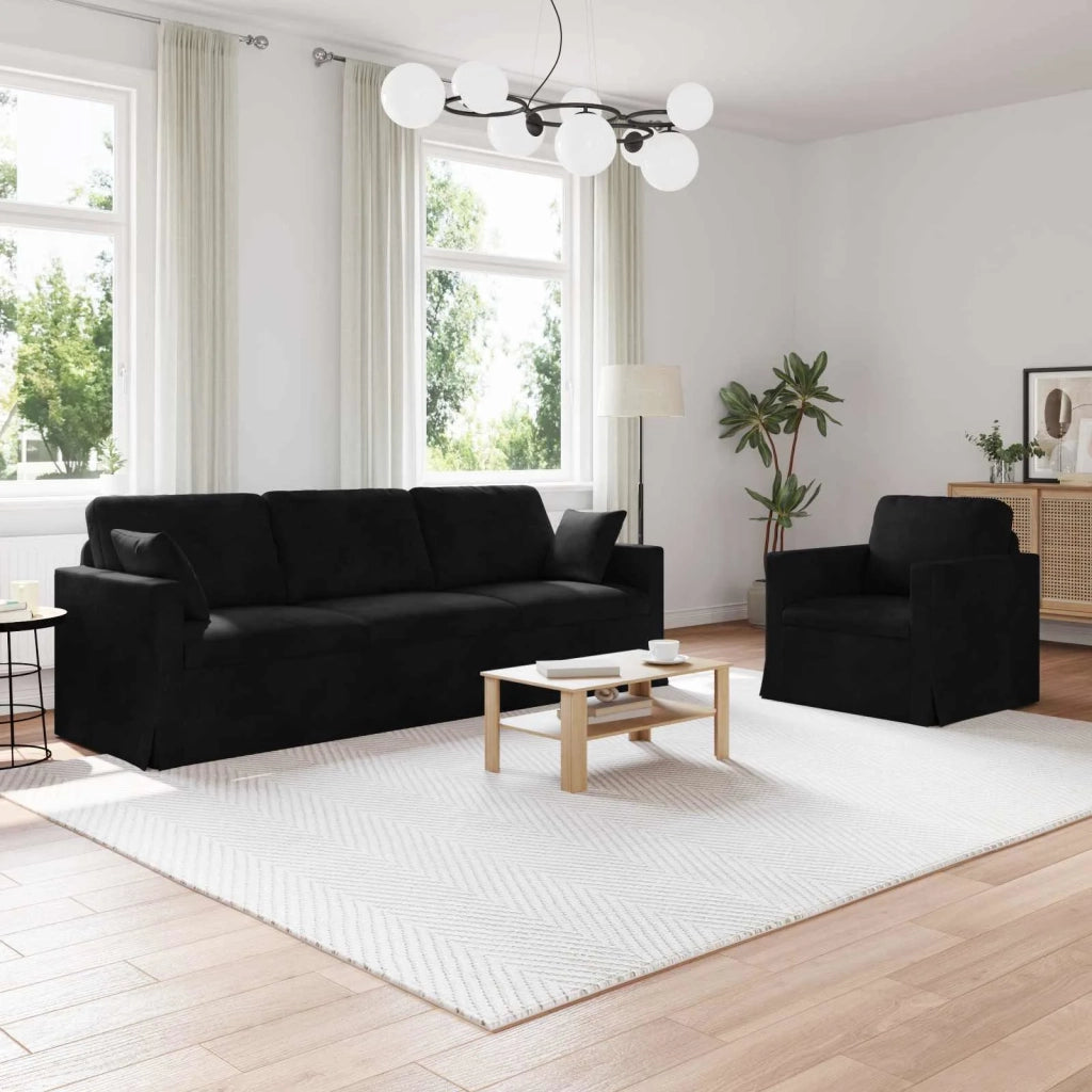 Divano 2 pcs Nero 228 x 78 x 80 cm Velluto