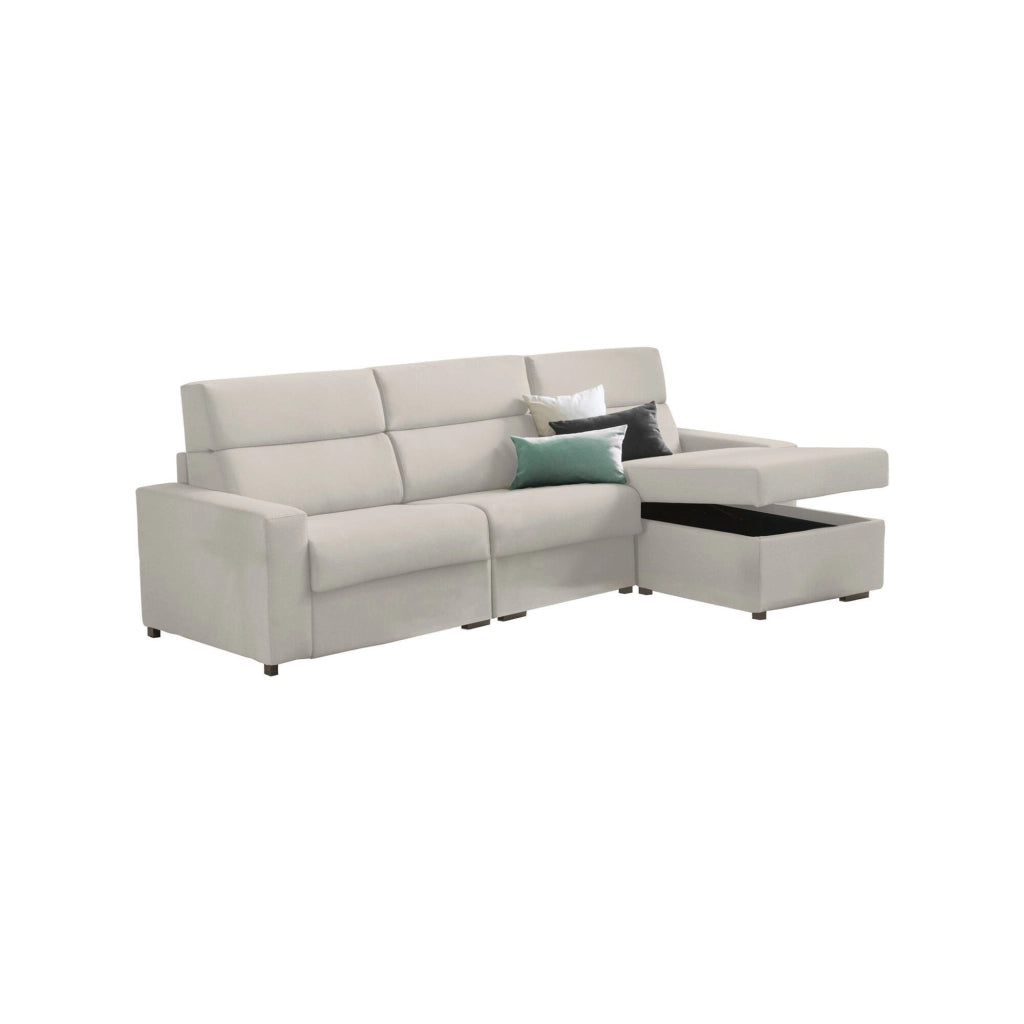 Vigonovo, Divano Fisso con Penisola Sfoderabile Made in Italy, 280x160 cm Beige