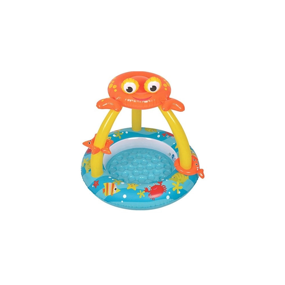 Trade Shop - Piscina Gonfiabile Con Parasole 100x95cm Forma Granchio Per Bambini Da Giardino -