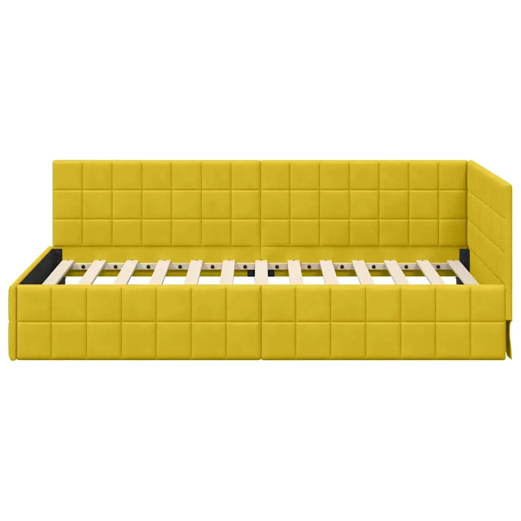Cornice del letto ad angolo Giallo 90 cm x 200 cm Velluto 42016394