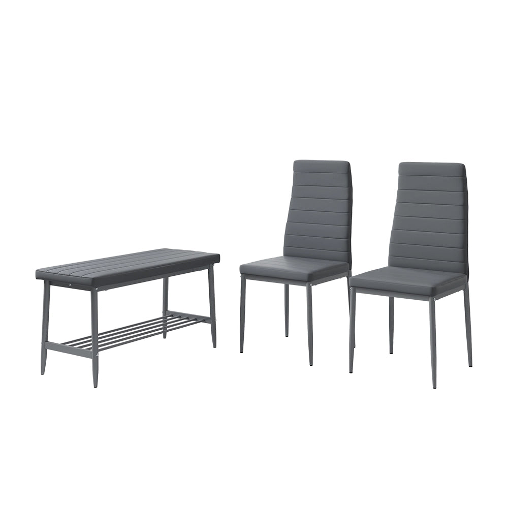 Vicco Panca e sedia Grigio 85 x 46.5 cm Set da 3 pezzi