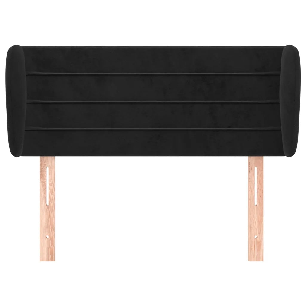Testiera | Testata ad Orecchio Nera 93x23x78/88 cm in Velluto