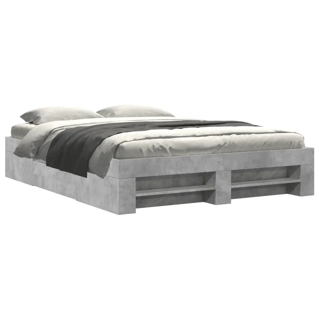 Letto matrimoniale | Letto per adulti | Giroletto senza Materasso Grigio Cemento 160x200cm Truciolato