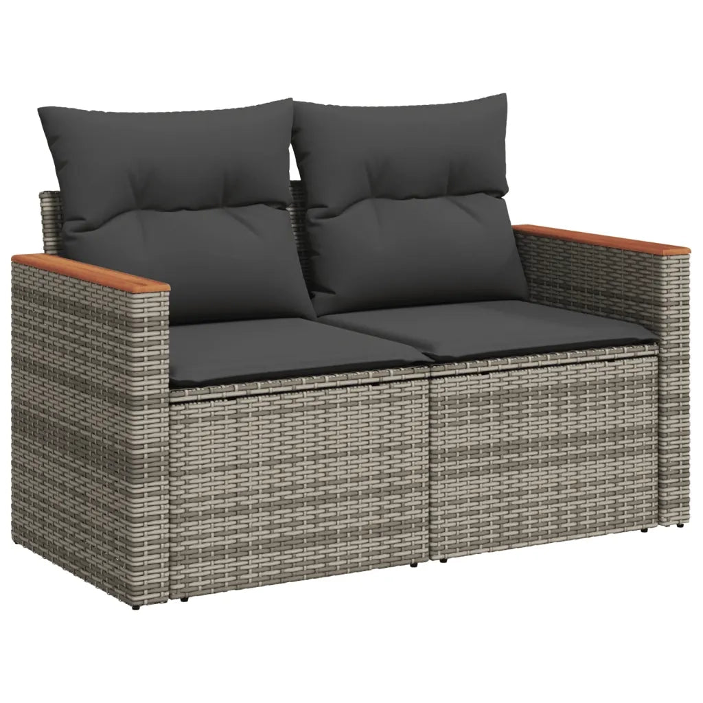 Set Divano da Giardino 9 pz con Cuscini Grigio in Polyrattan 3225829