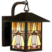 Applique esterna vetrata bronzo scuro E27 60W Inglenook Quoizel