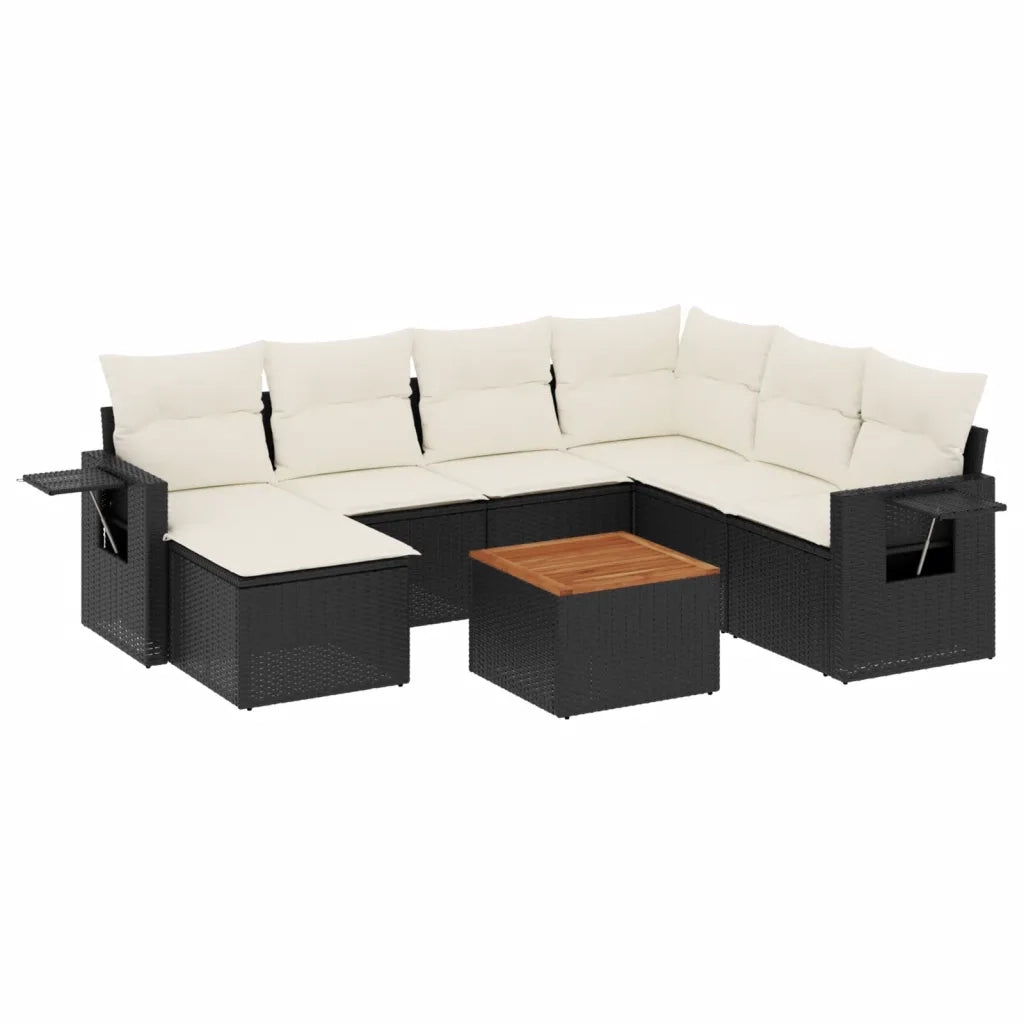 Set Divani da Giardino con Cuscini 8 pz Nero in Polyrattan 3224677