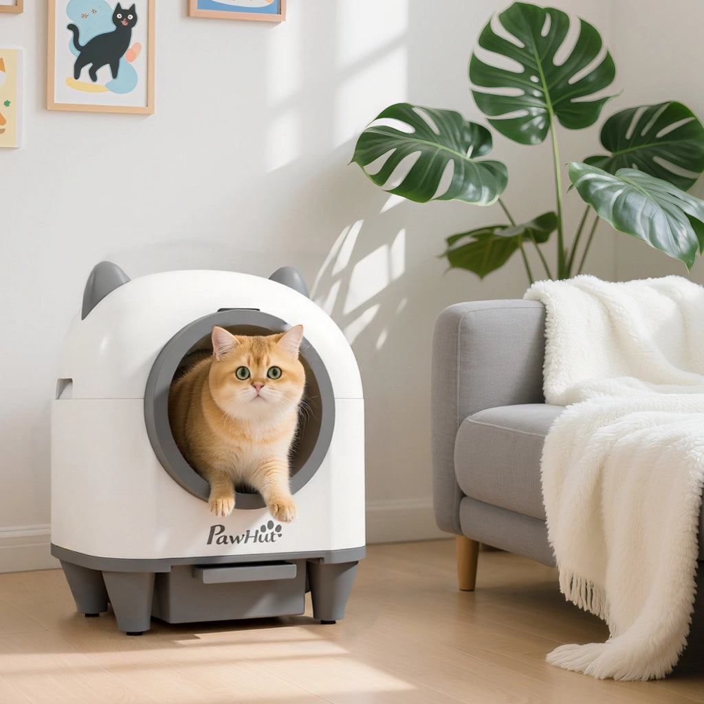 Cassettiera per Gatti Autopulente con App ¨C Minimal ¨C Bianco 55.5x51x60 cm