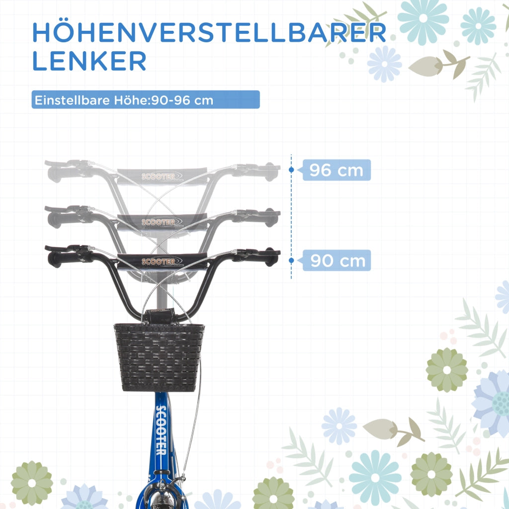 Scooter per Bambini con Freni, Cestino e Altezza Regolabile ¨C Minimal ¨C Blu e Nero