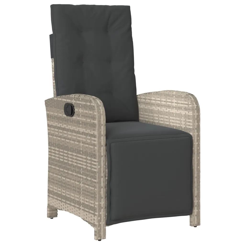 Set da Pranzo da Giardino 7 pz Cuscini Polyrattan Grigio Chiaro