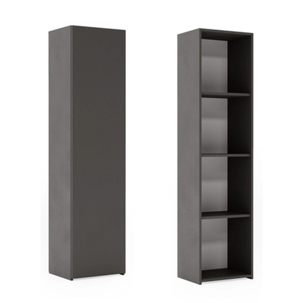 Libreria chiusa LONI 160x40 cm grigia con anta e ripiani interni